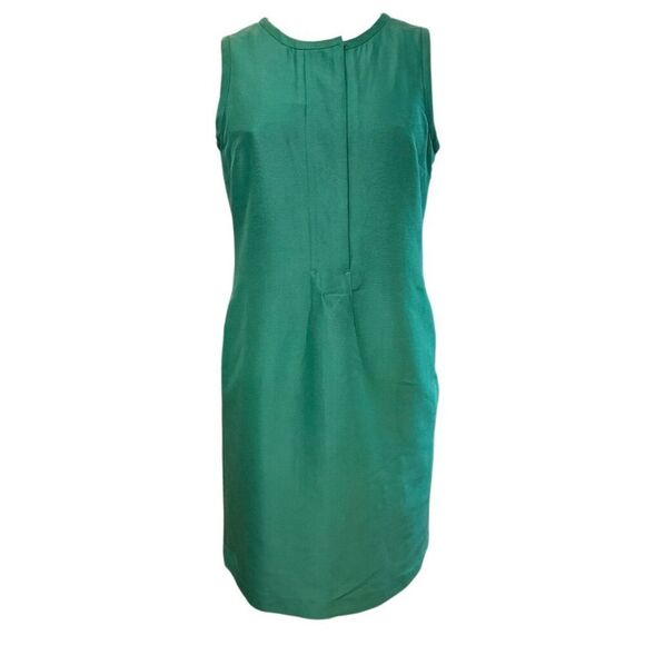 Talbots Shift Dress Sz. 12 Silk Blend Kelly Green Vintage Sleeveless - Picture 1 of 9